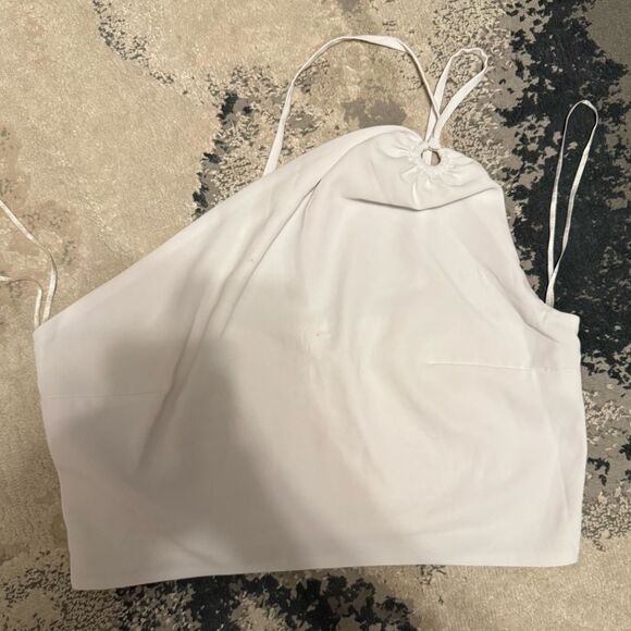 Abercrombie & Fitch White One-Shoulder Smocked Top Size Large - Picture 9 of 13